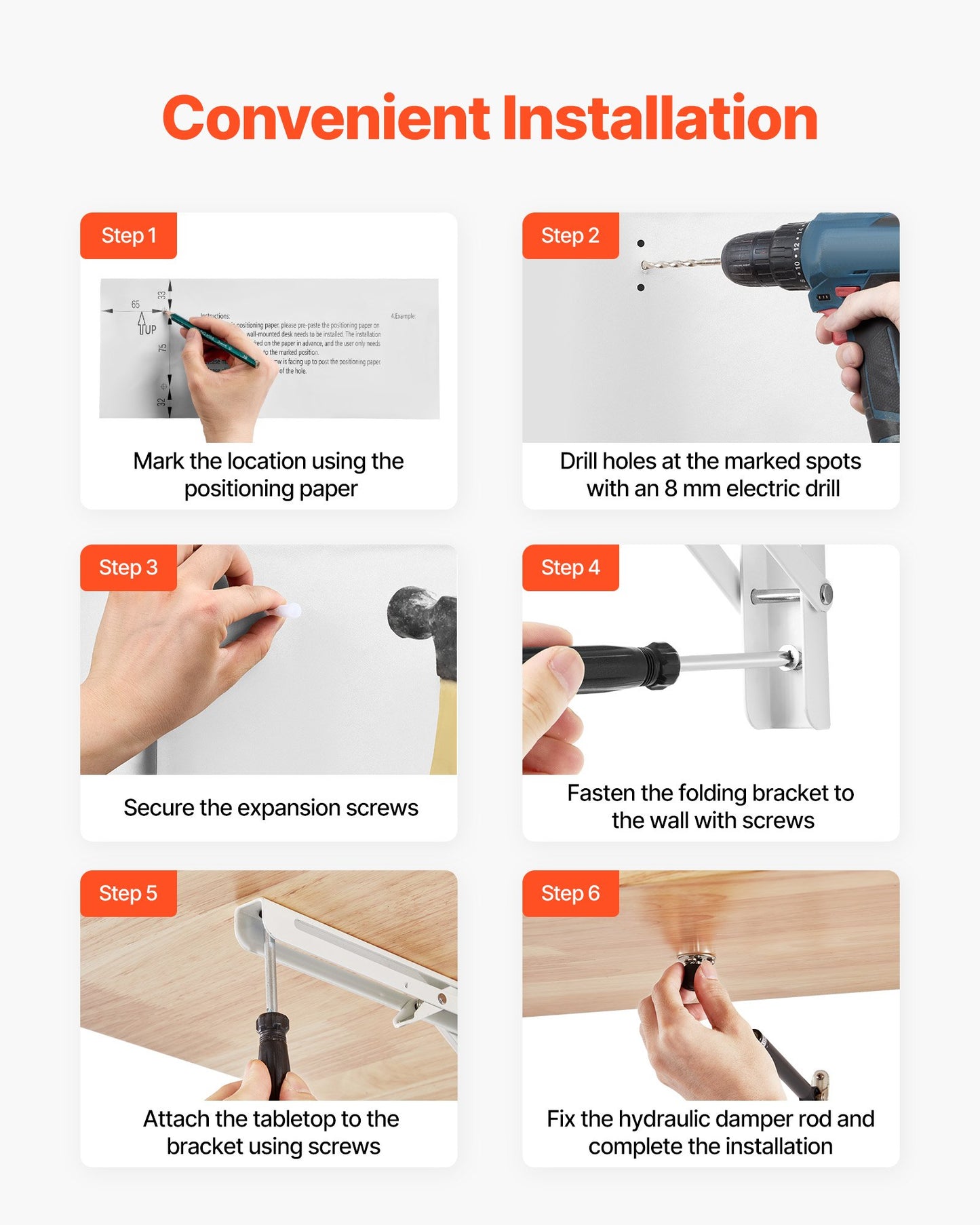 Väggmonterat fällbord, 47,2 x 19,7 tum väggmonterat bord, flytande skrivbord med järnfäste, nedfällbart skrivbord för små utrymmen, hemmakontor, matsal, tvättstuga, kök, bar, Burlywood