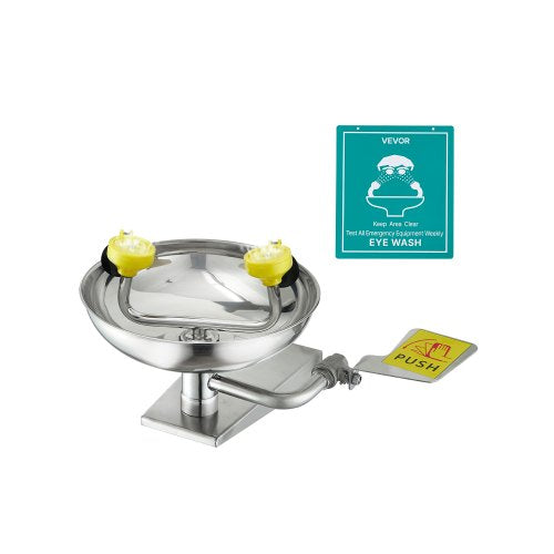 Emergency Eye Wash Station, Stainless Steel Wall-Mounted Eyewash Unit, First Aid Eye Wash Sink 410x330x240 mm, Ideal for Laboratories, Factories, Schools, Construction Sites