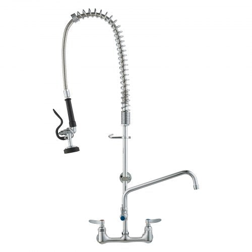 Kommersiell kran med förspolningsmunstycke, 91,4 cm höjd, 20,3 cm i mitten, 30,5 cm svängpip, väggmonterad köksblandare, mässingskonstruktion med neddragbar spole, för 1/2/3-facks diskho