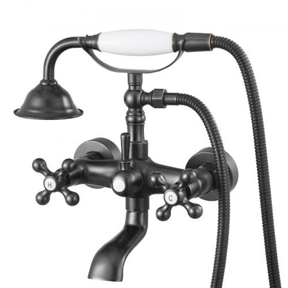 Badkarsblandare med klor, väggmonterade badkarsblandare med handhållen dusch, vintage oljegnidad brons med klor, duschkit med justerbara svängarmar och 360° roterande pip för badkar