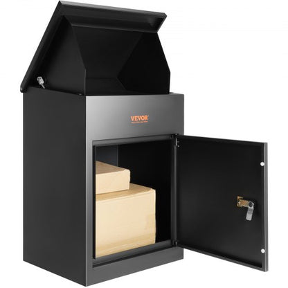 Brevlådor för utomhusbruk 43 x 33 x 61 cm, paketleveranslådor i galvaniserat stål för utomhusbruk med kodlås, stöldskyddsbaffel, IPX3 vattentät leveranslåda för paket för veranda, trottoarkant