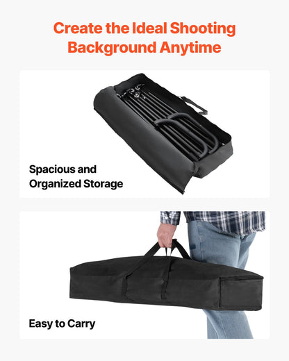 Bakgrundsstativ, 7 x 10 fot justerbart fotobakgrundsstativ, bärbart bakgrundsstativ med hjul, kraftigt flyttbart projektordukstativ, för bröllop, fotostudio och fest