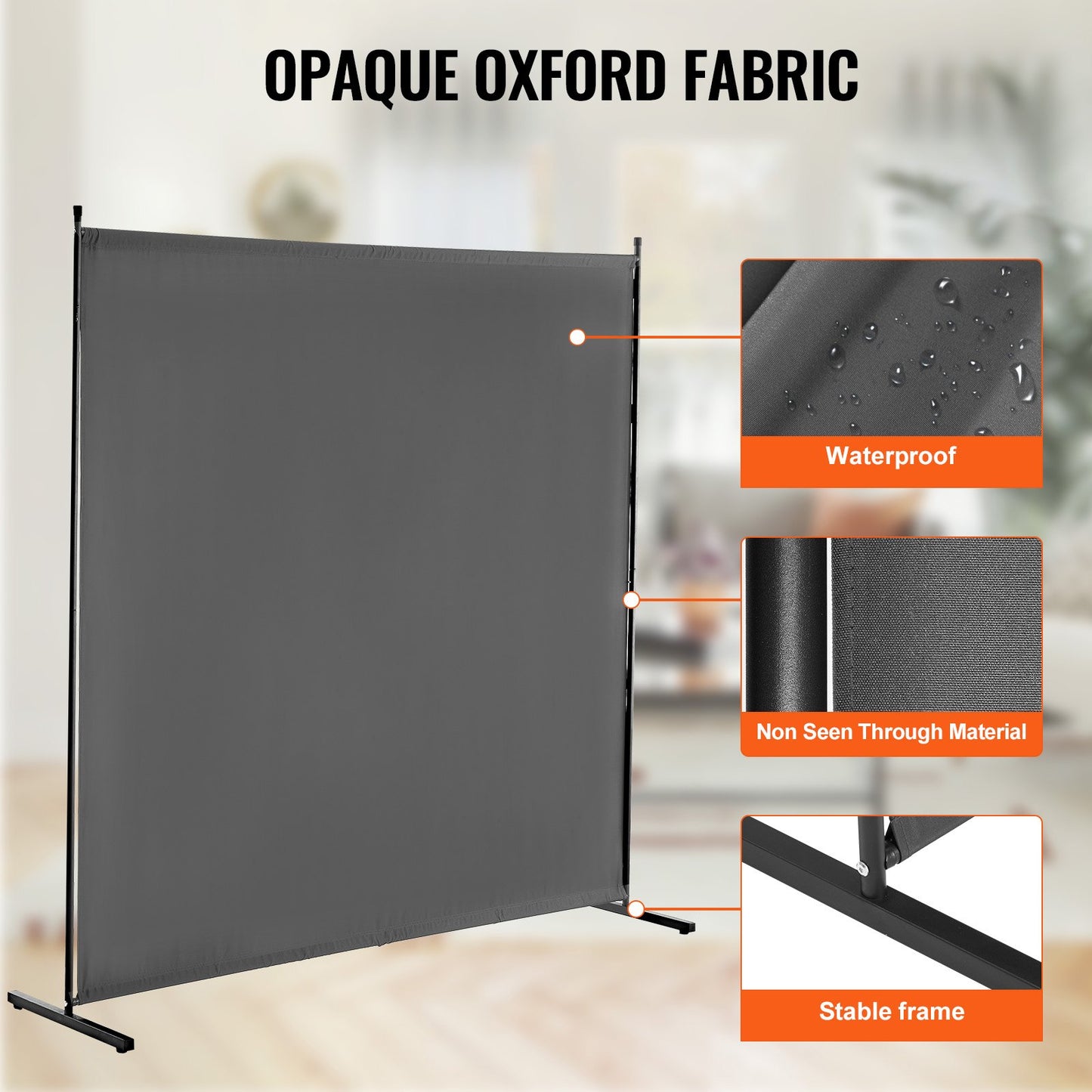 Room Divider, Single Panel Room Divider, 6FT Privacy Screen Indoor, Partition Divider for Room Separation, Freestanding Room Divider Panel for Office, Bedroom, Grey