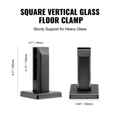 Glasklämma, 10 st fyrkantiga glasräckesfästen för 0,31"-0,47" härdat glas, monteringsklämma i rostfritt stål 304, 0,12” tjockt glashyllefäste för balkong, trädgård, altan, trappa