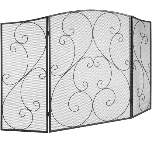 Spisskärm 3 paneler, robust järnnätsskärm, 122 (L) x 76,7 (H) cm gnistskydd, ingen montering krävs, fristående spisgaller för vardagsrum, heminredning, vintage