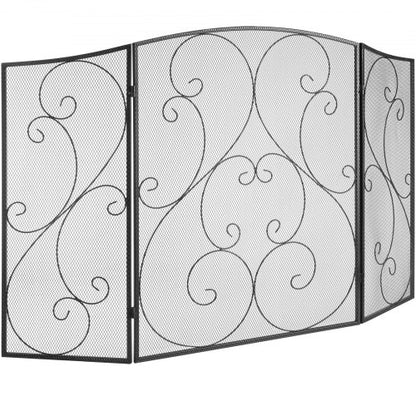 Spisskärm 3 paneler, robust järnnätsskärm, 122 (L) x 76,7 (H) cm gnistskydd, ingen montering krävs, fristående spisgaller för vardagsrum, heminredning, vintage