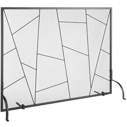Eldstadsskärm Enkelpanel, Robust eldstadsskärm i järnnät, 906 (L) x 720 (H) MM Gnistskydd, Enkel installation, Fristående eldstadsgaller för vardagsrum, heminredning, modern