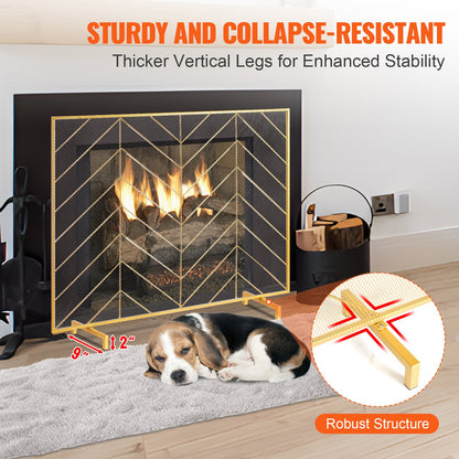 Eldstadsskärm Enkelpanel, Robust eldstadsskärm i järnnät, 980 (L) x 758 (H) MM Gnistskydd, Enkel installation, Fristående brandgaller för vardagsrum, heminredning, modern