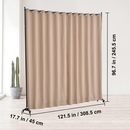 Rumsavdelare, bärbar panelrumsavdelare med hjul, gardinavdelarestativ, fristående rumsavdelare, insynsskydd för kontor, sovrum, matsal, arbetsrum, brun