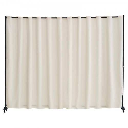Rumsavdelare, bärbar panelrumsavdelare med hjul, gardinavdelarestativ, fristående rumsavdelare, insynsskydd för kontor, sovrum, matsal, arbetsrum, beige