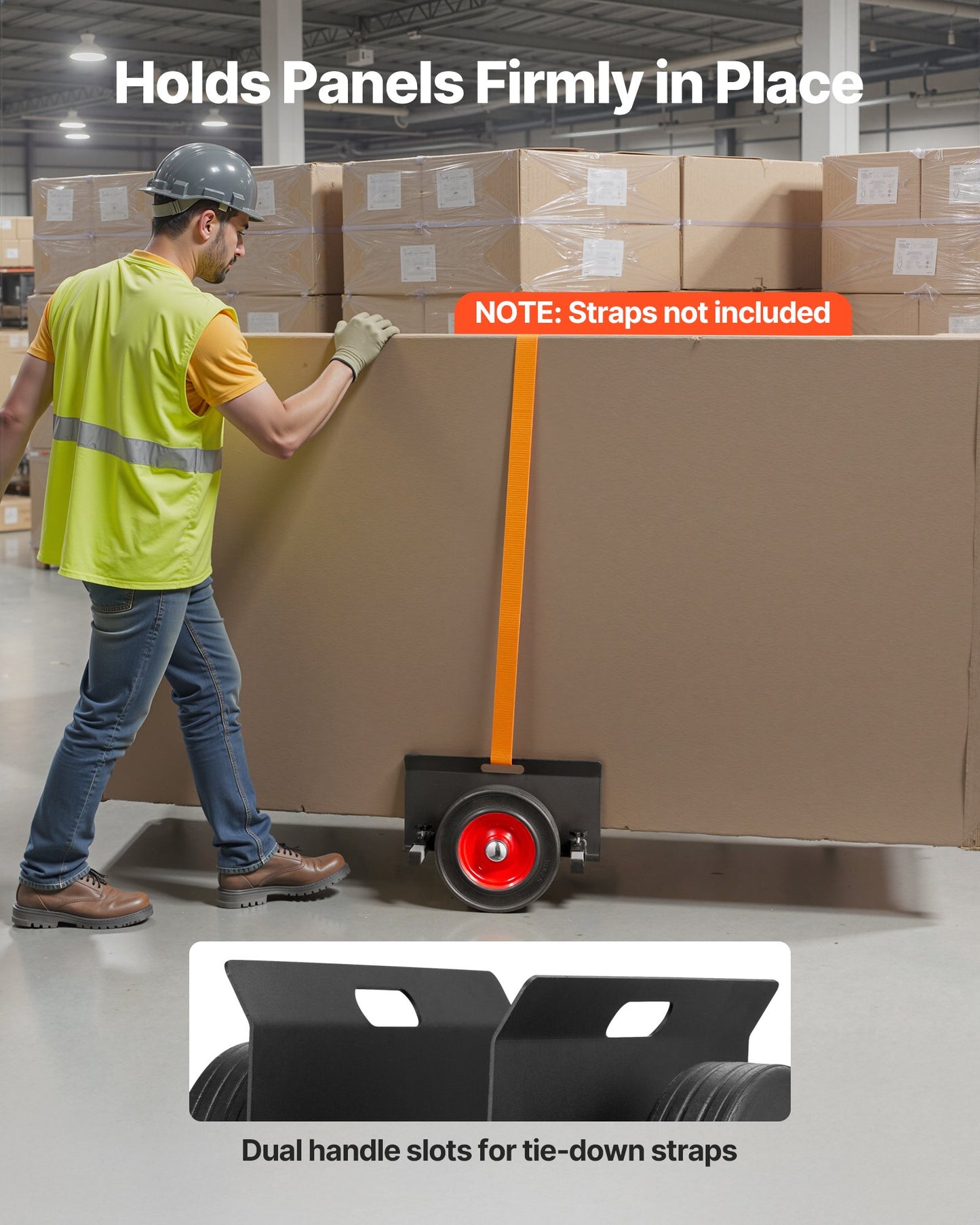 Panelvagn, 453,6 kg lastkapacitet, gipsvagn med 25 cm gummihjul passar olika terränger, justerbar klämpanelvagn för stålpaneler, madrasser, dörrar och gipsskivor, svart