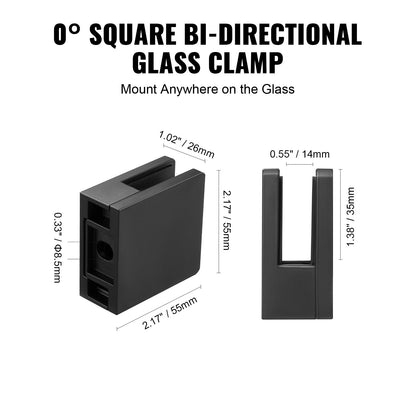 Glasklämma 40 st fyrkantiga räckesfästen för 0,31"-0,47" (0,8-1,2 cm) glas svart