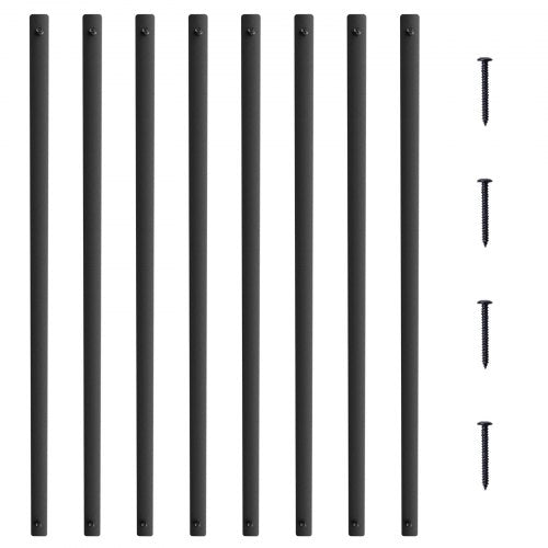 Metallbaluster för trappuppgång, 91,5 x 3,5 cm platta dekorativa ledstänger i aluminiumlegering, 72-pack däckbaluster med skruvar, klassiskt ihåligt däckräcke, satinsvart pulverlackerat för veranda