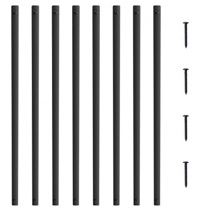Metallbaluster för trappuppgång, 91,5 x 3,5 cm platta dekorativa ledstänger i aluminiumlegering, 72-pack däckbaluster med skruvar, klassiskt ihåligt däckräcke, satinsvart pulverlackerat för veranda