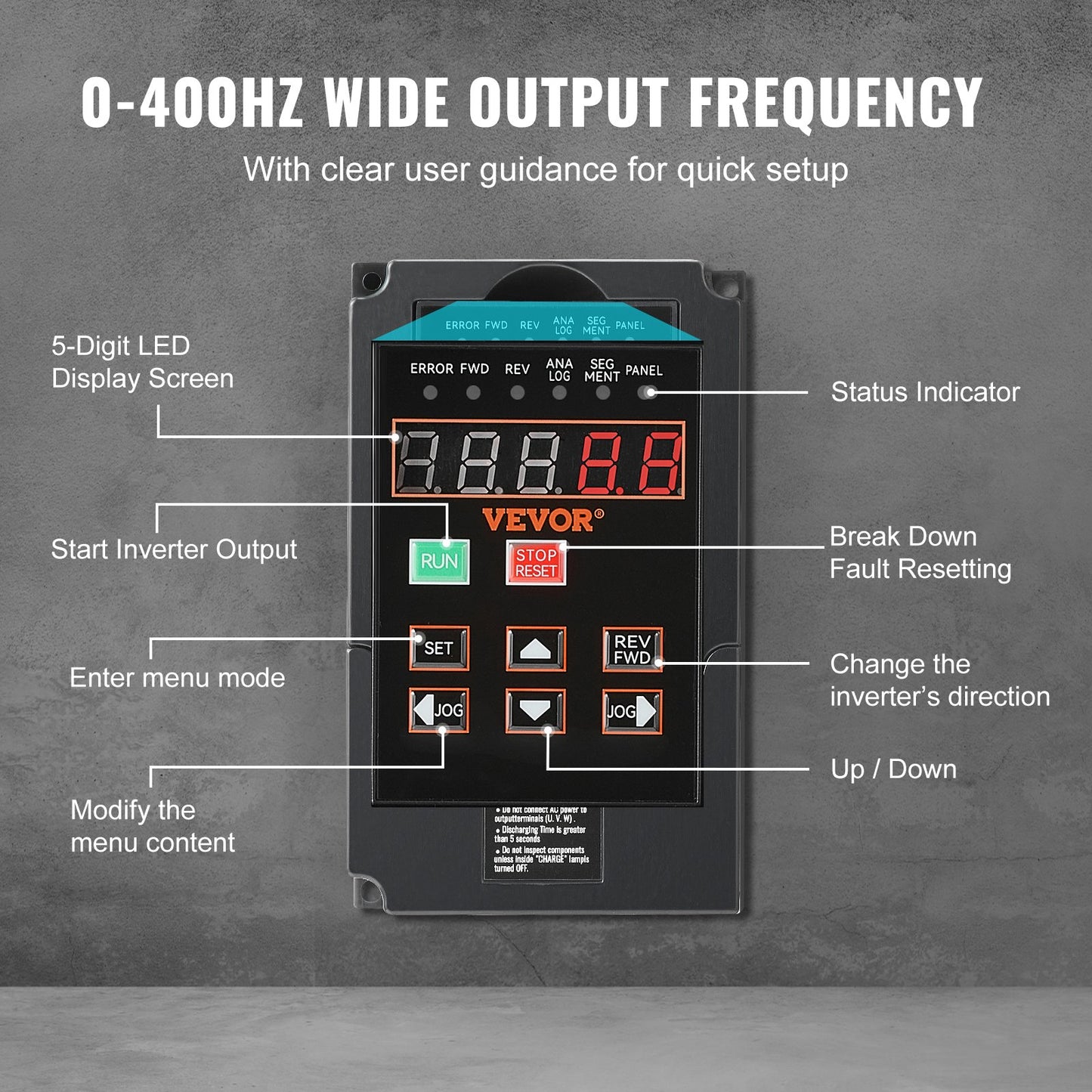 VFD 2HP, 1,5 kW, 7,5 A, 1- eller 3-fas 220 V ingång till 3-fas 220 V utgång, variabel frekvensomriktare, 40–60 Hz ingång, 0–400 Hz utgång VFD för spindelmotor CNC-hastighetsreglering