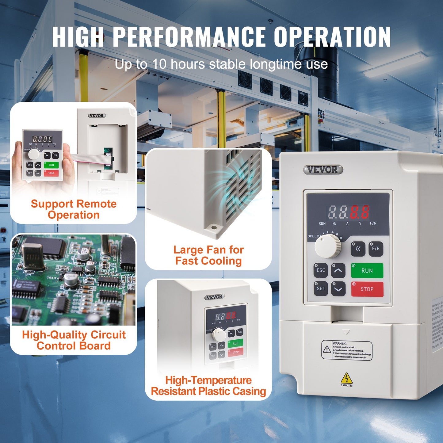 VFD 4HP, 3KW, 14A, 1- eller 3-fas AC 220V ingång till 3-fas AC 0~220V utgång Variabel frekvensomriktare, 50/60Hz ingång, 0-2000Hz utgång VFD för spindelmotorns varvtalsreglering