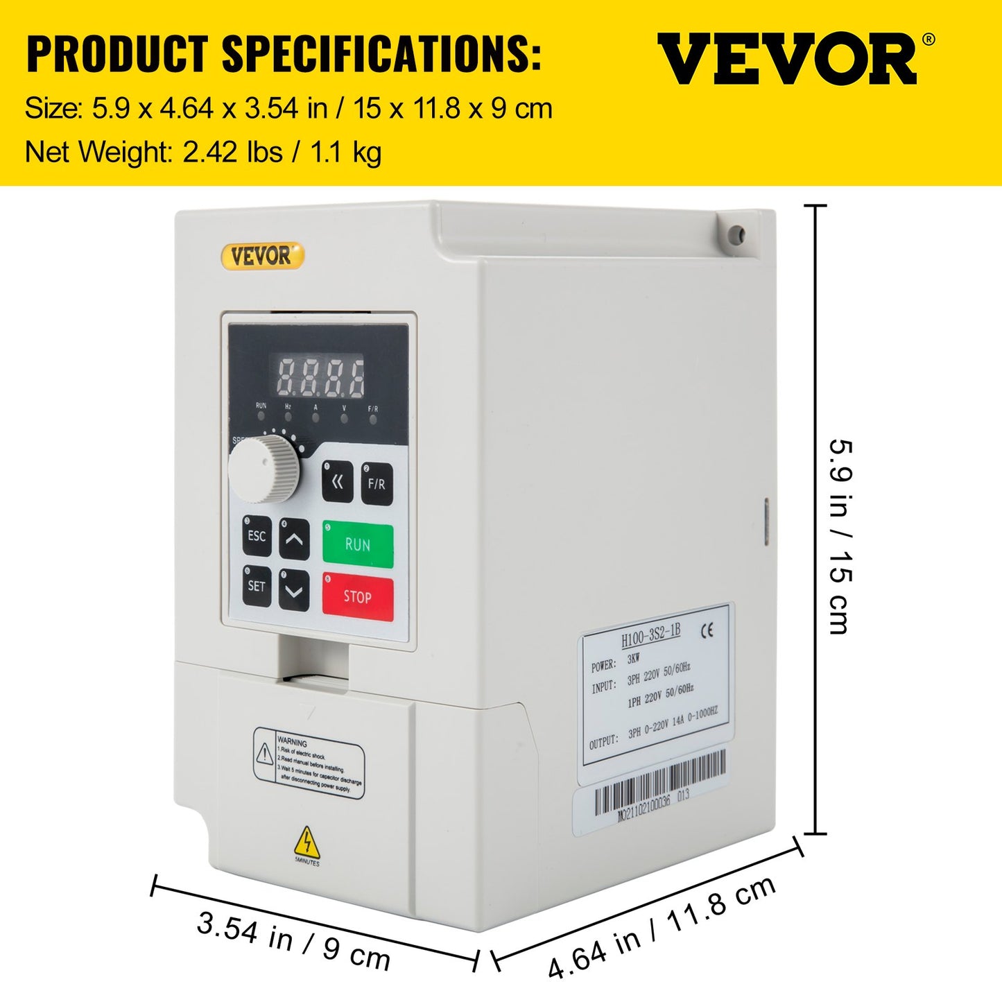 Variabel frekvensdrivning, AC 220V ingång 3KW CNC-drivning med variabel frekvens, VFD 4HP 1- eller 3-fas ingång, 3-fas utgång, CNC-motorinverter för motorvarvtalsreglering