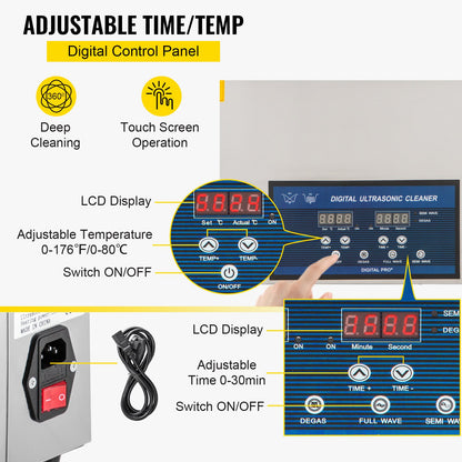30L Ultraljudsrengörare Dubbelfrekvens Ultraljudsrengöringsmaskin med värmare Smyckesrengörare för Smyckesdelar Glasögonring Protesinspelning Kretskort 28/40KHz