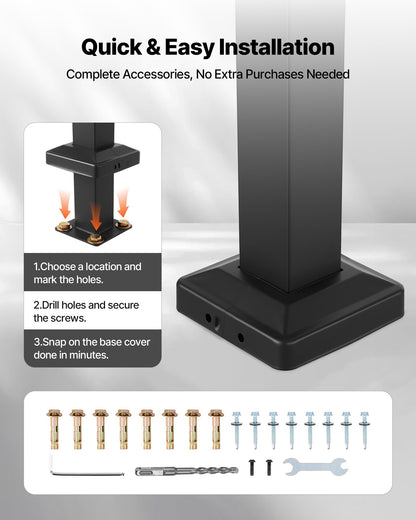Ledstänger för utomhustrappor, 2-3 steg justerbar höjd, övergångsledstänger i kolstål med installationssats, utvändigt ledstänger för trappor, betong- eller trätrappor, veranda, mattsvart