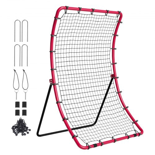 Baseboll- och softbollreboundernät, 4 x 5,5 fot PitchBack basebollkastningsnät, Pitch Return Trainer-reboundnät med pitchingmål, reboundnät för alla vinklar för grounders pop flugor