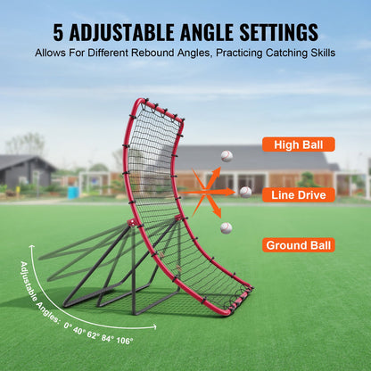 Baseboll- och softbollreboundernät, 4 x 5,5 fot PitchBack basebollkastningsnät, Pitch Return Trainer-reboundnät med pitchingmål, reboundnät för alla vinklar för grounders pop flugor
