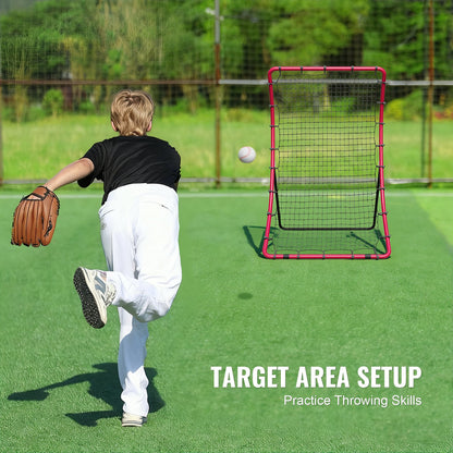 Baseboll- och softbollreboundernät, 4 x 5,5 fot PitchBack basebollkastningsnät, Pitch Return Trainer-reboundnät med pitchingmål, reboundnät för alla vinklar för grounders pop flugor