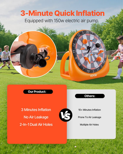 Inflatable Soccer Dart Board, over 6 ft High Giant Soccer Dart Board with 4 Kick Balls 6 Darts 6 Axe & Air Pump, 3-Min Setup, Ideal for Giant Yard Games, Giant Kick Darts Game, Soccer Dart Game