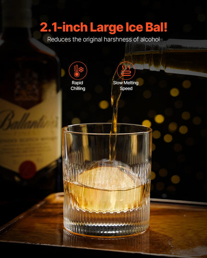 Isbollspress, 2,1" isbollsmaskin, isbollspresskit i aluminium för flygteknik, för 53 mm iskula, ispress med tång och droppbricka, för whisky, cocktail, bourbon och skotsk whisky på fest och högtider