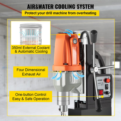 Magnetborrmaskin 220V-240V Magnetisk borrmaskin 980W, Metallborrpress Hög effekt 680 rpm, Multifunktions metallborrpress 35MM Kärnborrmaskin för borrning och gängning