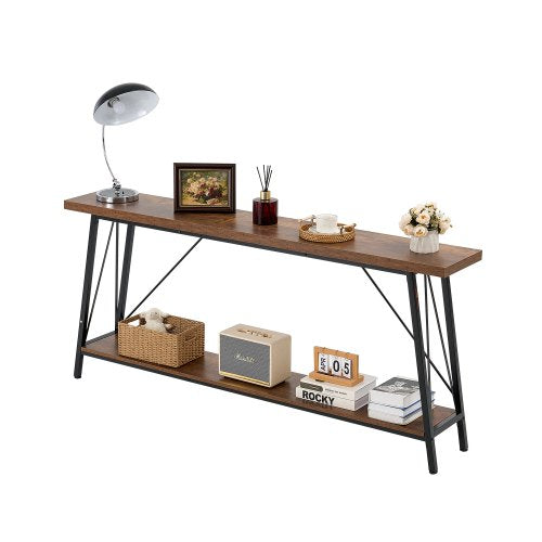 Narrow Console Sofa Table, 70.9 inches Behind Couch Table, 2-Tier Long Entryway Table and Skinny Hallway Table, Narrow Sofa Table with Metal Frame, for Entryway, Hallway, Living Room & Bedroom