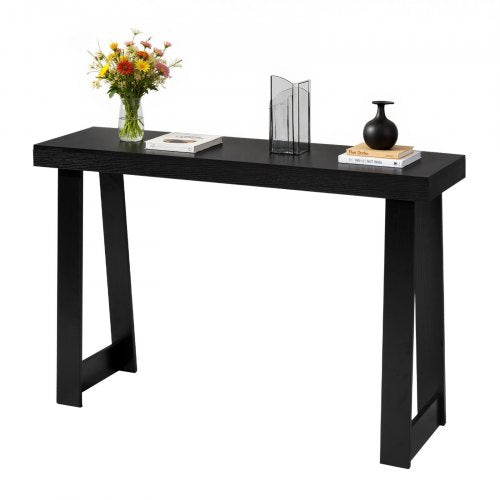 118 cm Console Table, Modern Desk Behind the Couch, Wooden Rectangle Entrance Desk, Narrow Long Sofa Table Accent Stand for Hallway, Bedroom, Living Room, Foyer, Easy Assembly, Black