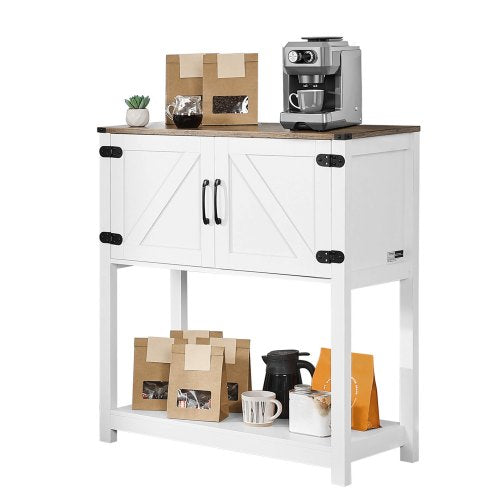 Kaffebarskåp, 89 x 33 x 91 cm lantligt kaffebarskåp med förvaring i 3 nivåer, kaffebarbord med magnetdörrar, lantligt skänk, bufféskåp för vardagsrum, entré