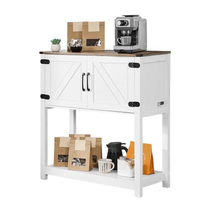 Kaffebarskåp, 89 x 33 x 91 cm lantligt kaffebarskåp med förvaring i 3 nivåer, kaffebarbord med magnetdörrar, lantligt skänk, bufféskåp för vardagsrum, entré