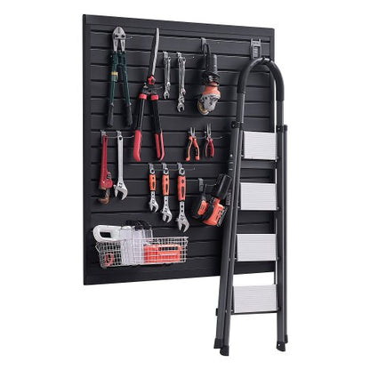 Ribbor i vägg, 12 x 120 cm, PVC-ribbvägg för garage med modulär design, svart ribbor, lättmonterad, justerbar ribborpanel med kopplingsstruktur och gör-det-själv-skärning, passar för förvaring och visning