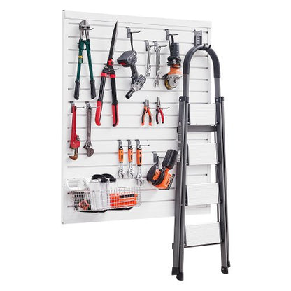 Ribbor i vägg, 12 x 120 cm, PVC-ribbvägg för garage med modulär design, vit ribbor, lättmonterad, justerbar ribborpanel med kopplingsstruktur och gör-det-själv-skärning, passar för förvaring och visning