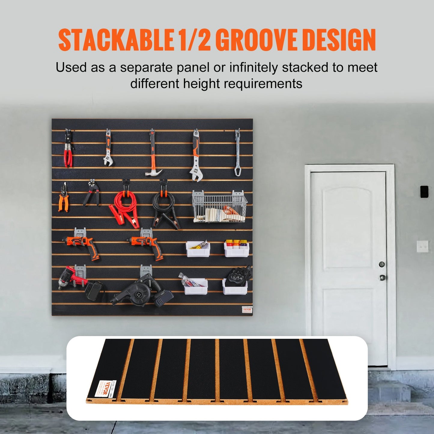 Ribbor, 1,2 m x 0,6 m svarta garageväggspaneler 61 cm H x 122 cm L (set med 2 paneler), robusta garageväggsorganiseringspaneler för butik, garagevägg och hobbyförvaring