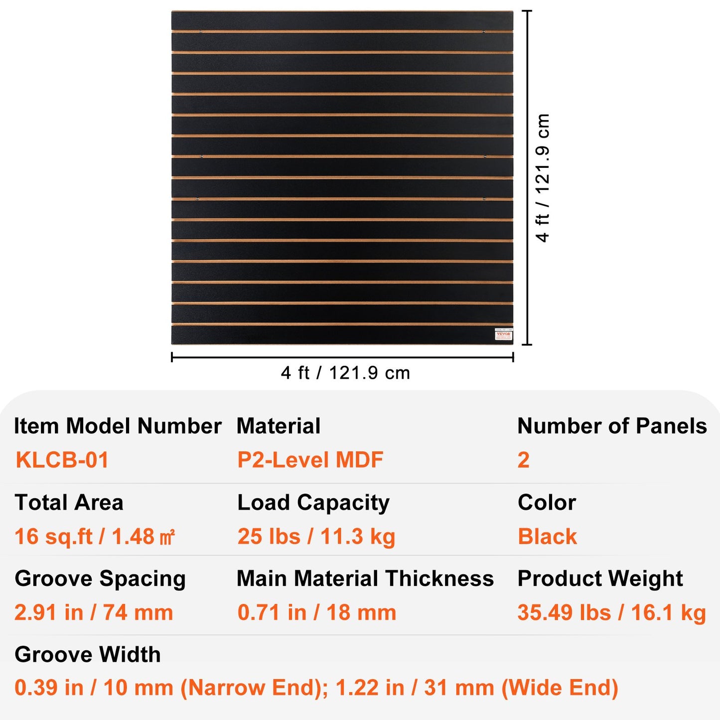Ribbor, 1,2 m x 0,6 m svarta garageväggspaneler 61 cm H x 122 cm L (set med 2 paneler), robusta garageväggsorganiseringspaneler för butik, garagevägg och hobbyförvaring