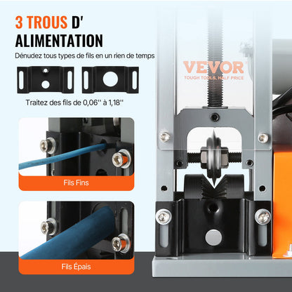 Automatisk avisoleringsmaskin, 1,5 mm-30 mm elektrisk motoriserad kabelskalare, 180 W, 18,3 m/min trådskalare med synlig avisoleringsdjupsreferens, för återvinning av kopparskrot