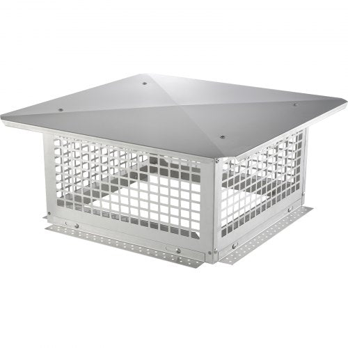 Skorstenslock, 431,8x431,8 mm, 304 rostfritt stål skorstenslock, välter ej lätt och praktiska tillbehör och enkel installation, passar nätskydd för rökkanal utanpå lerskorstenshinglar, silver