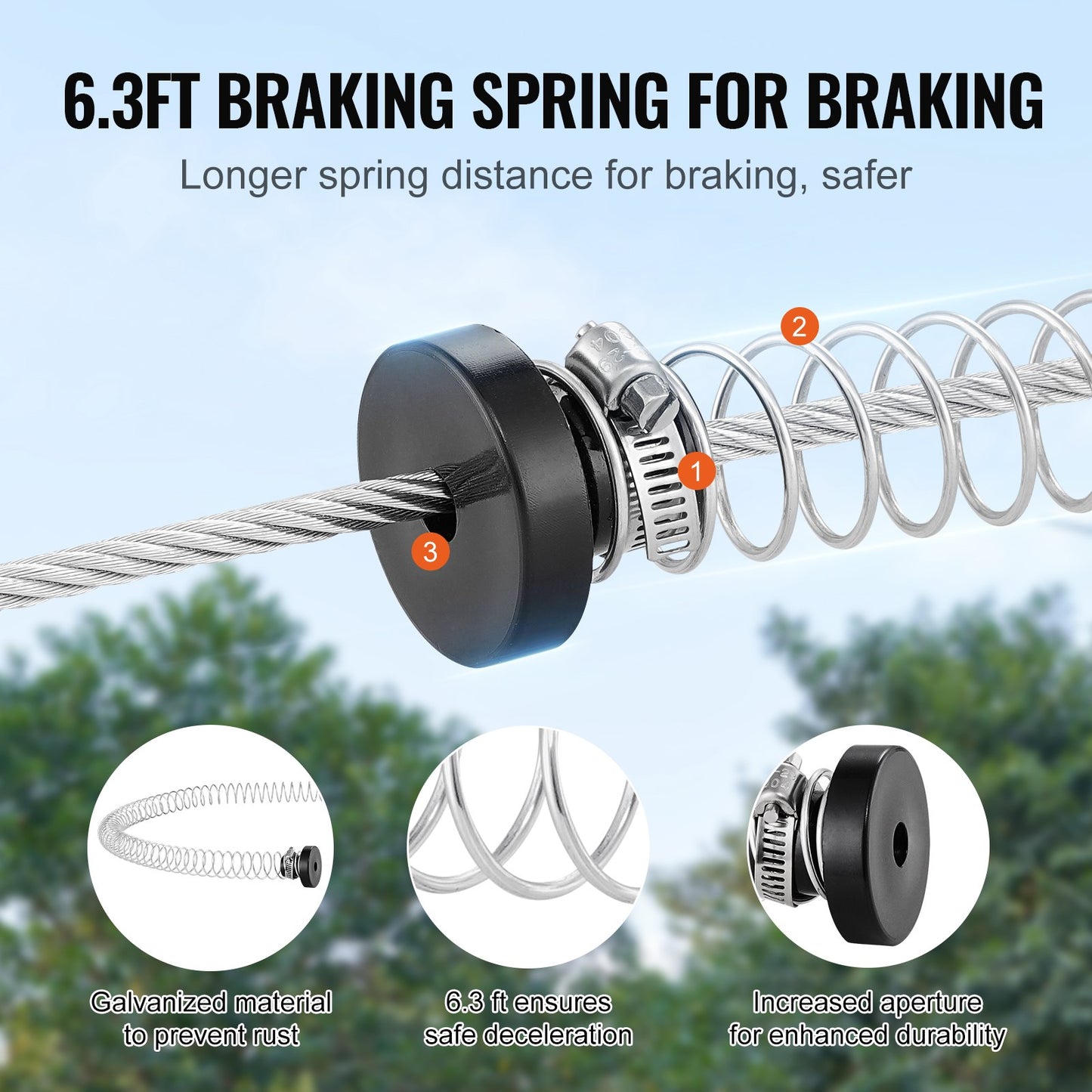Zipline Kit for Kids and Adult, 30.48 m Zip Line Kits Up to 227 kg, Backyard Outdoor Quick Setup Zipline, Playground Entertainment with Stainless Steel Zipline, Spring Brake, Safety Harness, Seat