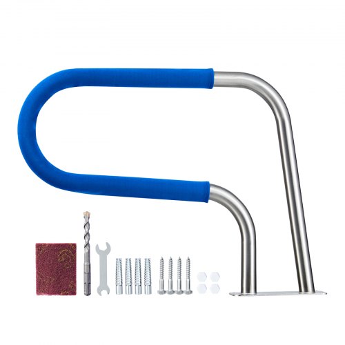 Pool Rail, 78.8 x 55.8 cm Pool Handrail, 100kg Load Capacity Heavy Duty 304 Stainless Steel Swimming Handrail, Detachable Nonslip Sleeve, Rich Accessories, for Poolside, Water Parks， Spa Centers