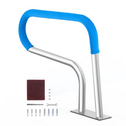 Poolräcke, 32 x 23 tum poolräcke, rostfritt stål med bottenplatta för inomhus-/utomhuspooler, säkerhetsräcke för pooldäck, rostfritt stödhandtag med greppskydd och tillbehör för spa