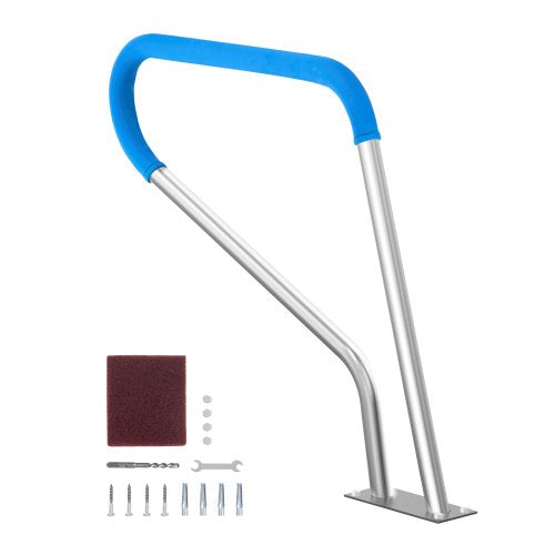 Poolräcke, 39 x 32 tum poolräcke, rostfritt stål med bottenplatta för inomhus-/utomhuspooler, säkerhetsräcke för pooldäck, rostfritt stödhandtag med greppskydd och tillbehör för spa