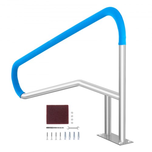 Poolräcke, 54 x 36 tum poolräcke, rostfritt stål med bottenplatta för inomhus-/utomhuspooler, säkerhetsräcke för pooldäck, rostfritt stödhandtag med greppskydd och tillbehör för spa