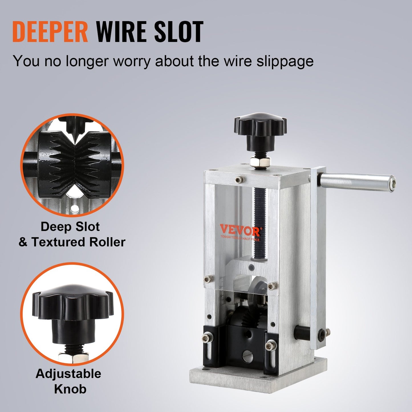 Manual Wire Stripping Machine, 1.5 mm-30 mm Copper Stripper with Hand Crank or Drill Powered, Visible Stripping Depth Reference, Portable Aluminum Frame Wire Peeler for Scrap Copper Recycling