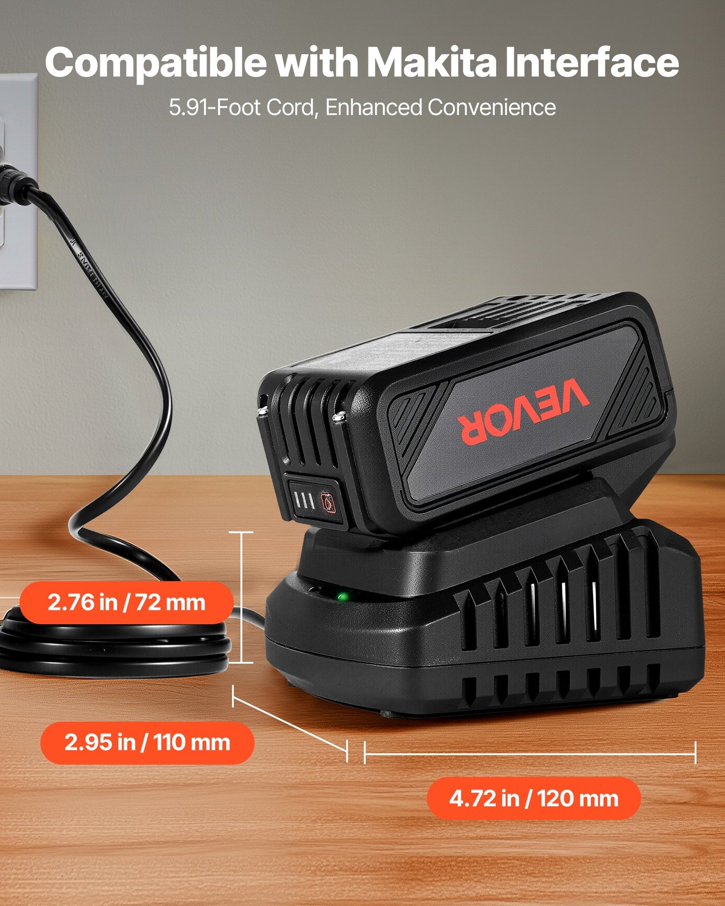 20V MAX, Portable Battery and Charger Combo, AC 220V, 4.0 Ah Lithium-Ion Battery Pack, 4000 mAh Large Capacity, Extended Runtime, Compatible with Series Tools, for Replacement and Fast Charging