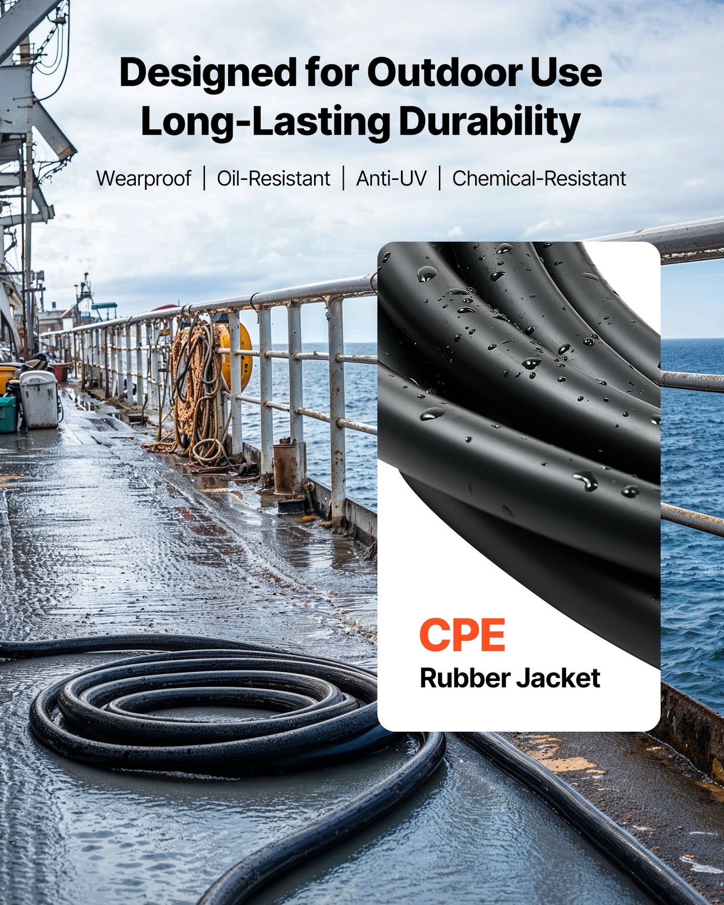 7,62 m (25 FT) 6AWG (16 mm²) premium elektrisk strömkabel förlängningssladd koppartråd
