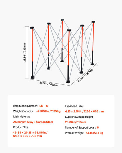 Portable Folding Workstand, 1266 x 665 mm Collapsible Workbench, 1135 kg Weight Capacity, No Assembly Foldable Work Stand with Storage Bag, Table Top NOT Included, for Garage Workshop Outdoor