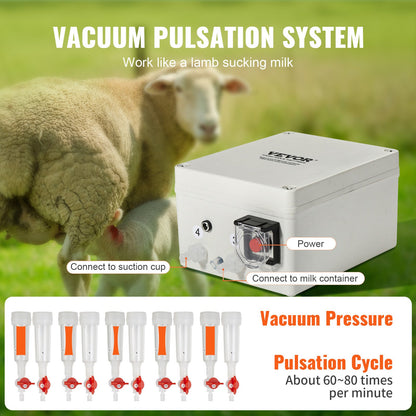 Getmjölkningsmaskin, 3 l hink i 304 rostfritt stål, elektrisk automatisk pulserande vakuummjölkare, bärbar mjölkare med livsmedelsklassade silikonkoppar och slangar, justerbar sugkraft för får
