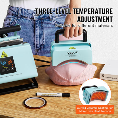 2-i-1 värmepress för tumlare och hattar, minivärmepress för hattar och mössor, tumlarvärmepress för 11-30oz sublimeringstumlare och muggar, temperatur- och tidskontroll, grön